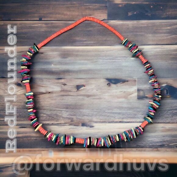 Vibrant Wood Bead Bohemian Necklace - Picture 3 of 6